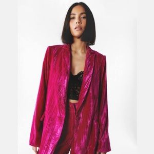 Crushed Velvet Single Breasted Blazer